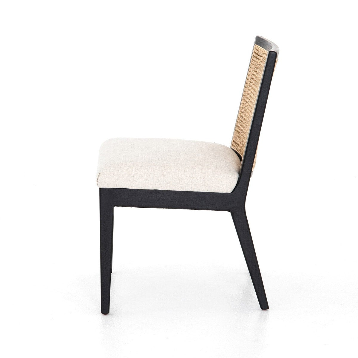 Antonia Cane Armless Dining Chair - Ebony / Savile Flax