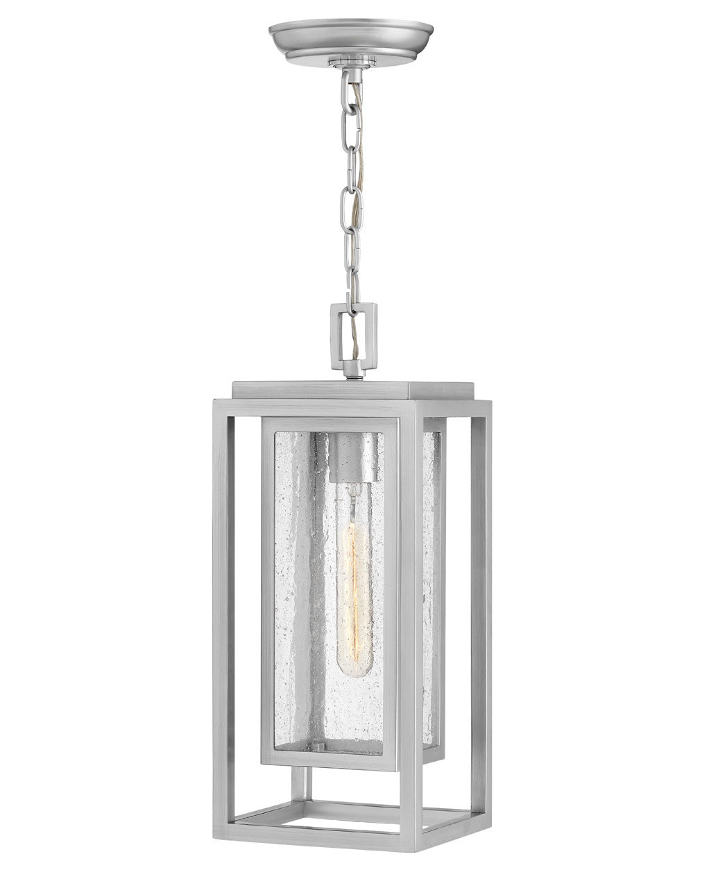 Outdoor Republic Medium Hanging Lantern-Hinkley Lighting-HINKLEY-1002SI-LL-Outdoor Post LanternsSatin Nickel-LED-5-France and Son