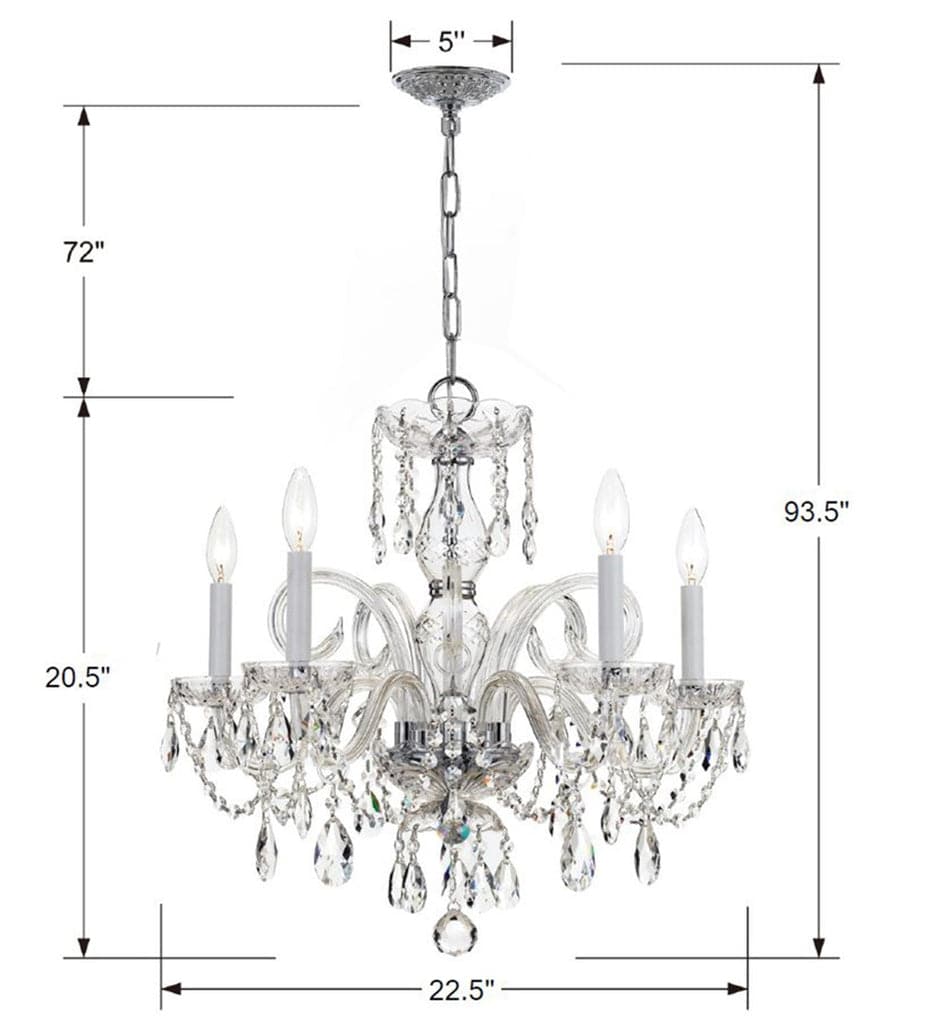 Traditional Crystal 5 Light Hand Cut Crystal Polished Chrome Chandelier-Crystorama Lighting Company-CRYSTO-1005-CH-CL-MWP-Chandeliers-3-France and Son