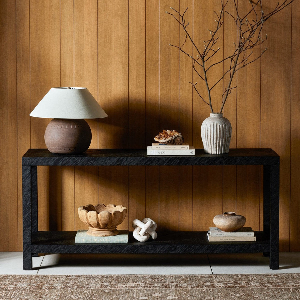 Lamar Console Table - Drifted Matte Black Veneer