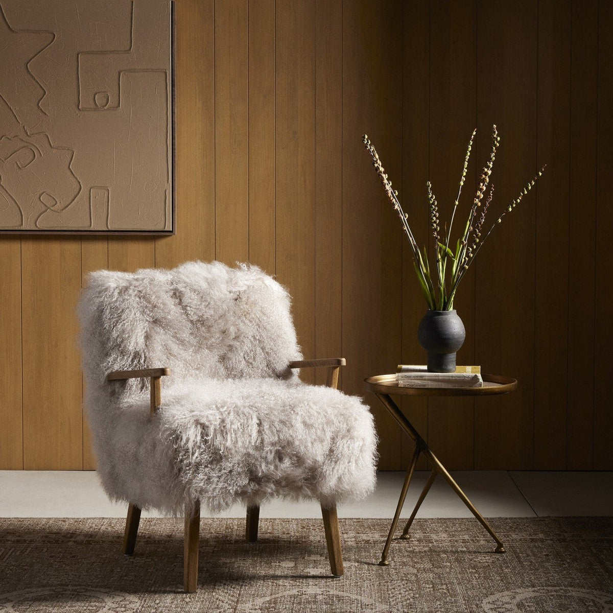 Ashland Armchair - Taupe Mongolian Fur