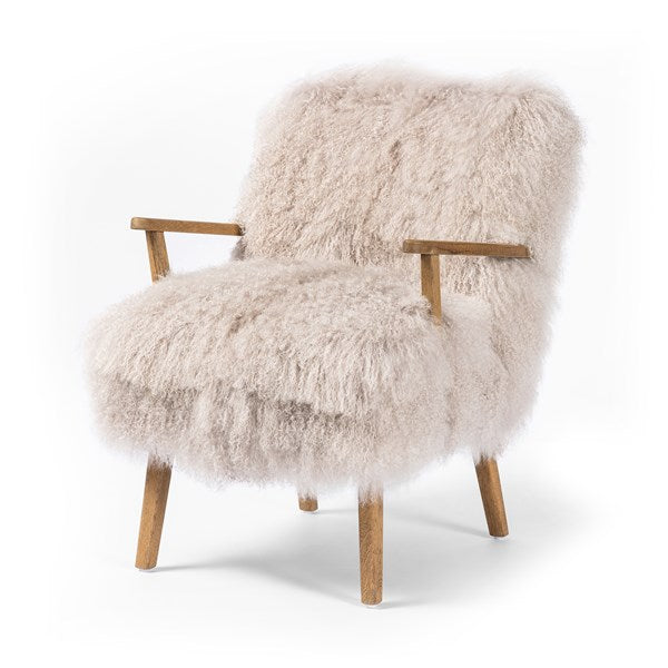 Ashland Armchair-Four Hands-FH-100637-005-Lounge ChairsTaupe Mongolian Fur/Drifted Oak-5-France and Son