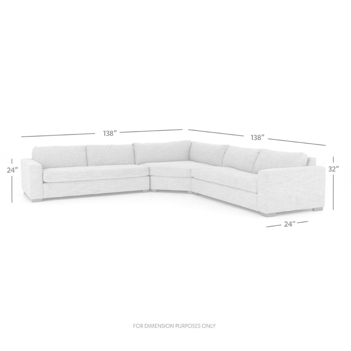 Boone 3-Piece Corner Sectional - 138" - Thames Cream