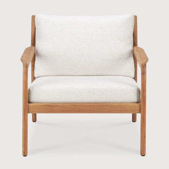 Jack Outdoor Lounge Chair - Off White, Teak view