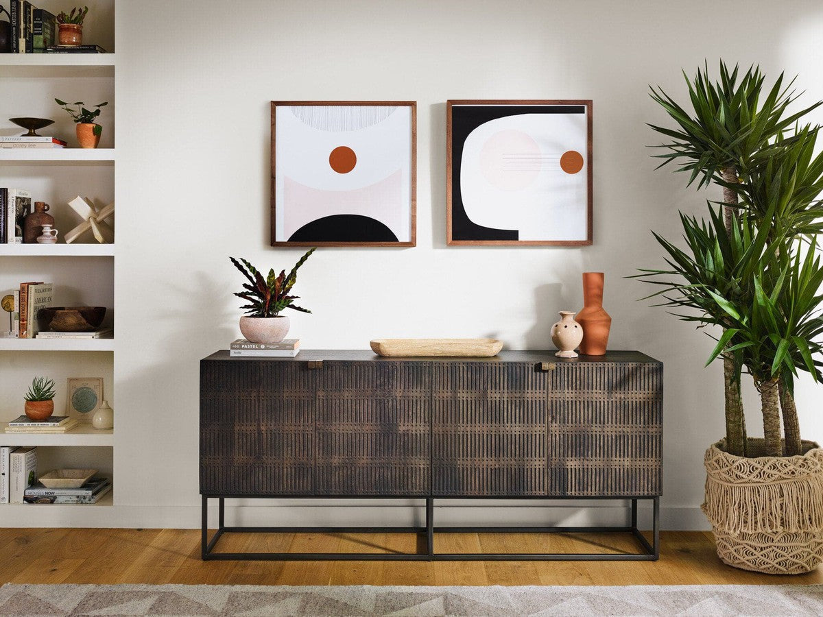 Kelby Sideboard -Carved Vintage Brown