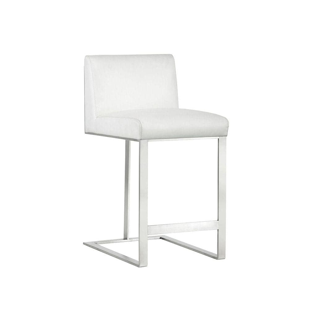 Dean Counter Stool-Sunpan-SUNPAN-103717-Bar StoolsStainless Steel/White-10-France and Son