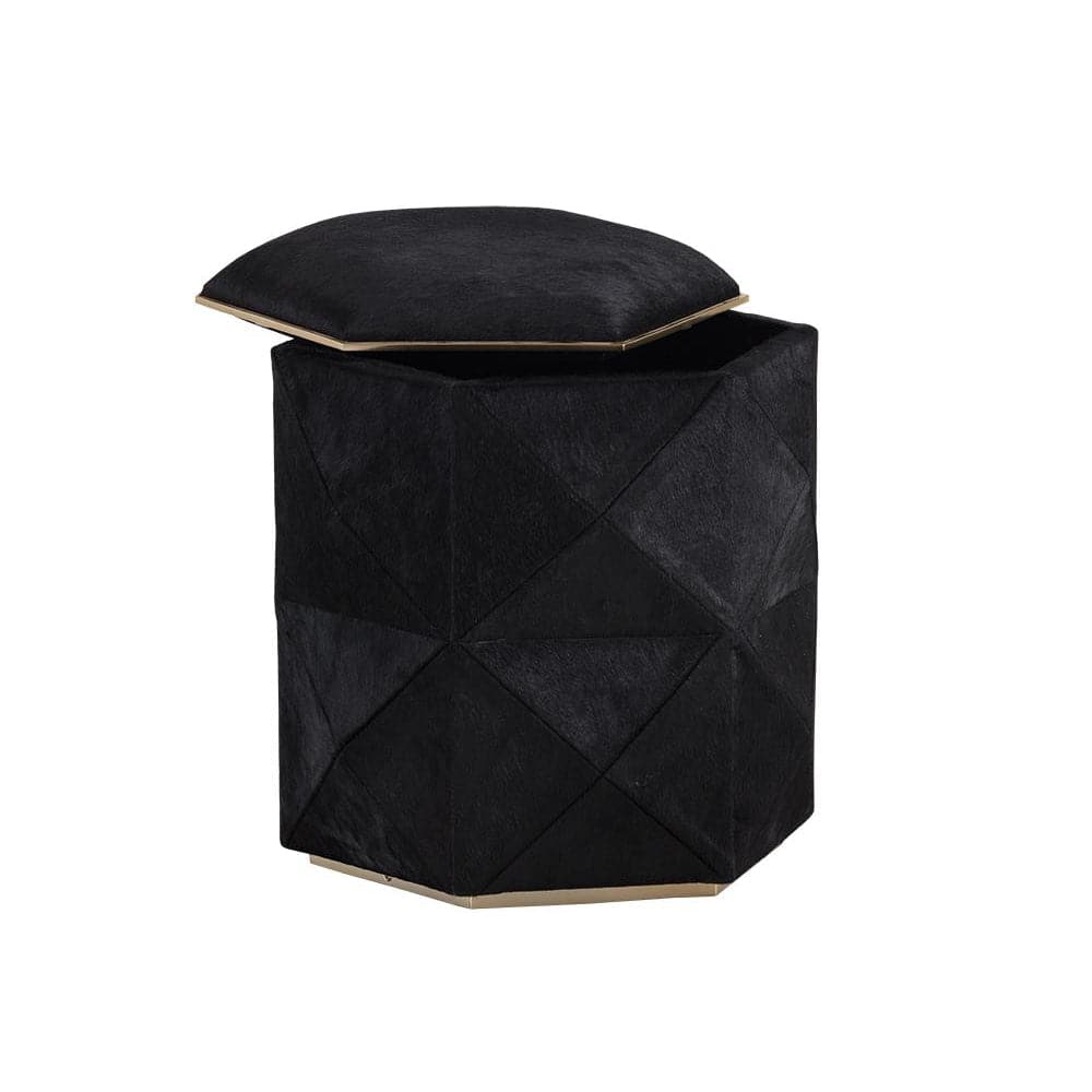 Ashanti Storage Ottoman-Sunpan-SUNPAN-103761-Stools & OttomansGold Black-3-France and Son