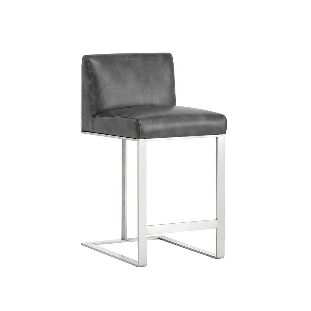 Dean Counter Stool-Sunpan-SUNPAN-103797-Bar StoolsStainless Steel/Grey-9-France and Son