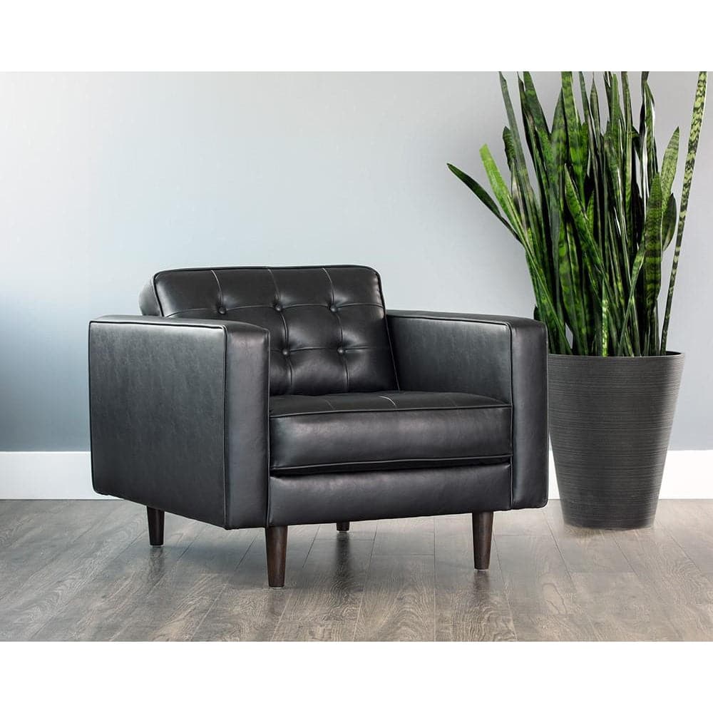 Donnie Armchair-Sunpan-SUNPAN-102508-Lounge ChairsHavana Dark Brown-Faux Leather-4-France and Son