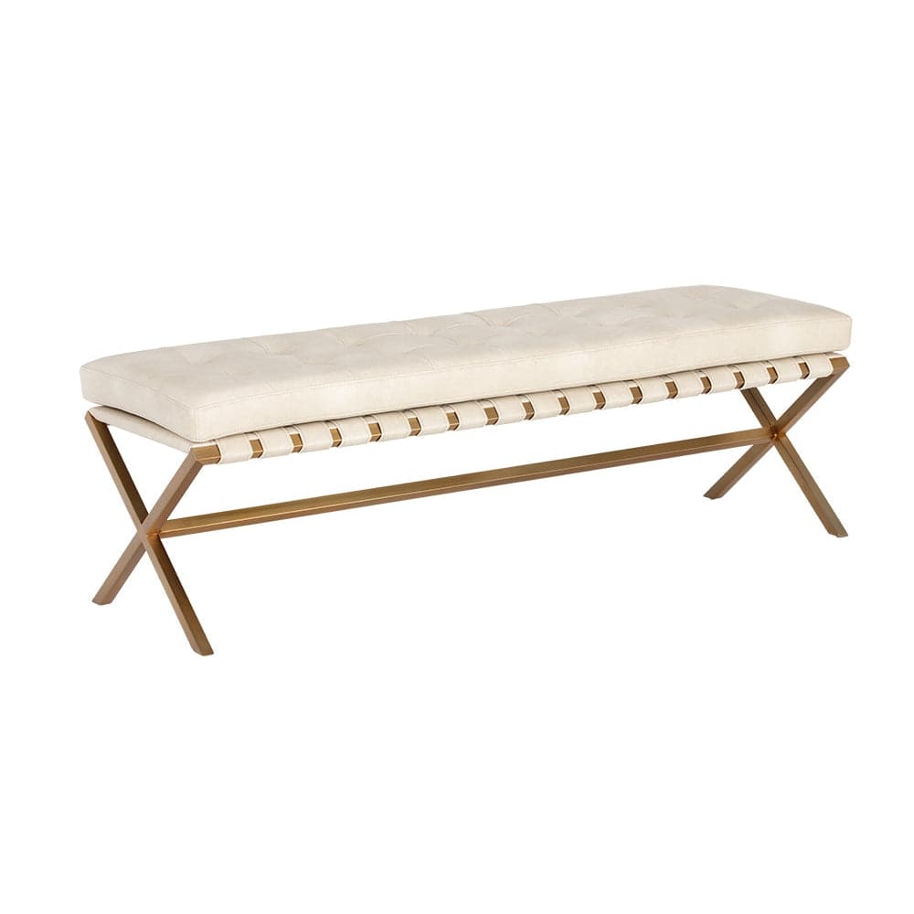 Kenji Bench - Small-Sunpan-SUNPAN-105362-BenchesGold - Bravo Cream-1-France and Son