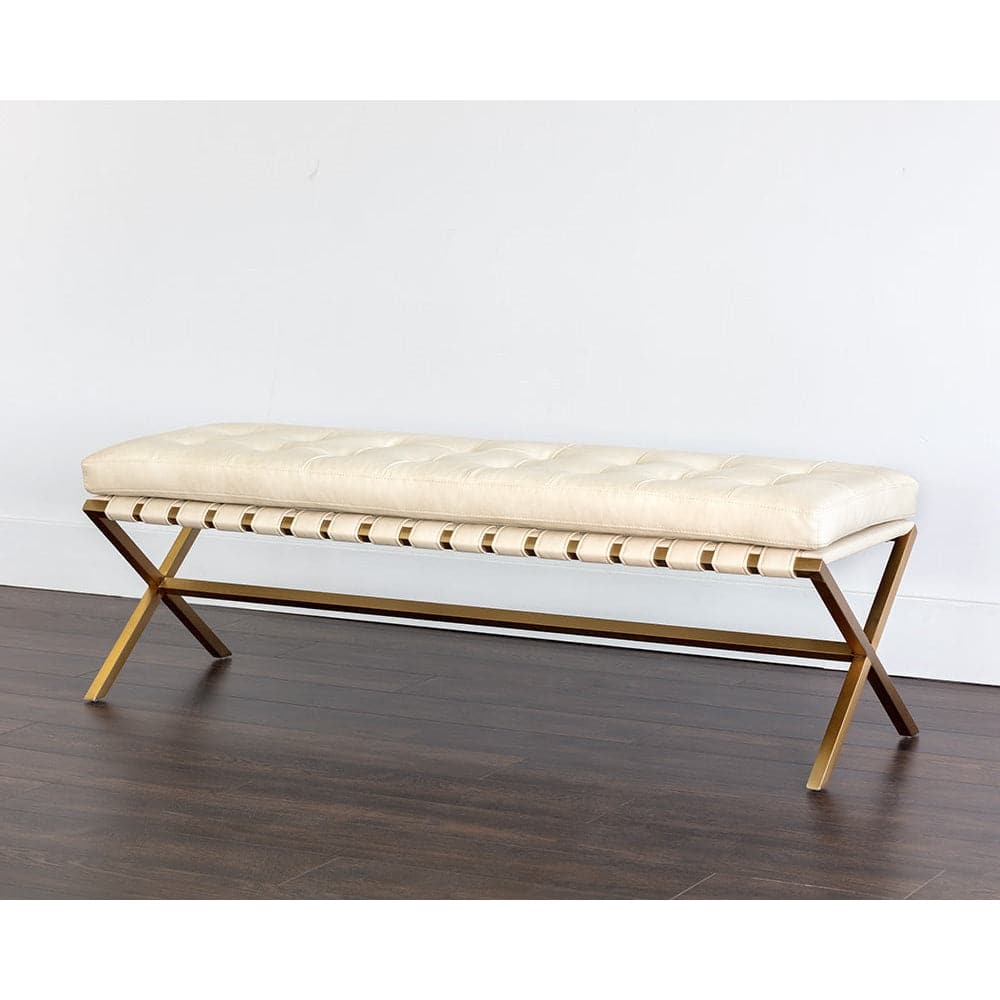 Kenji Bench - Small-Sunpan-SUNPAN-105362-BenchesGold - Bravo Cream-3-France and Son