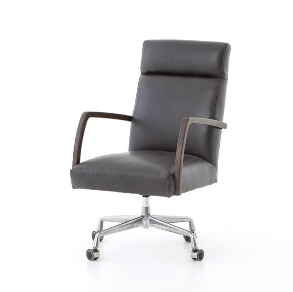 Bryson Leather Desk Chair-Four Hands-FH-105577-006-Task ChairsChaps Ebony-1-France and Son