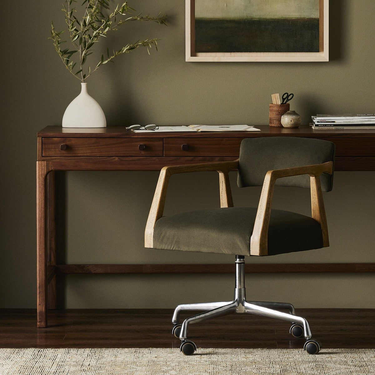 Tyler Desk Chair - Modern Velvet Loden