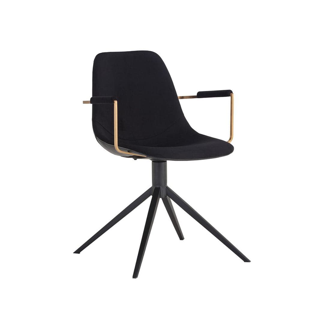 Cassius Swivel Dining Armchair-Sunpan-SUNPAN-105614-Dining ChairsAbbington Black / Bravo Black-7-France and Son