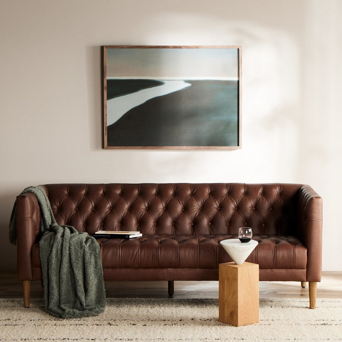 Williams Leather Sofa - Natural Washed Chocolate