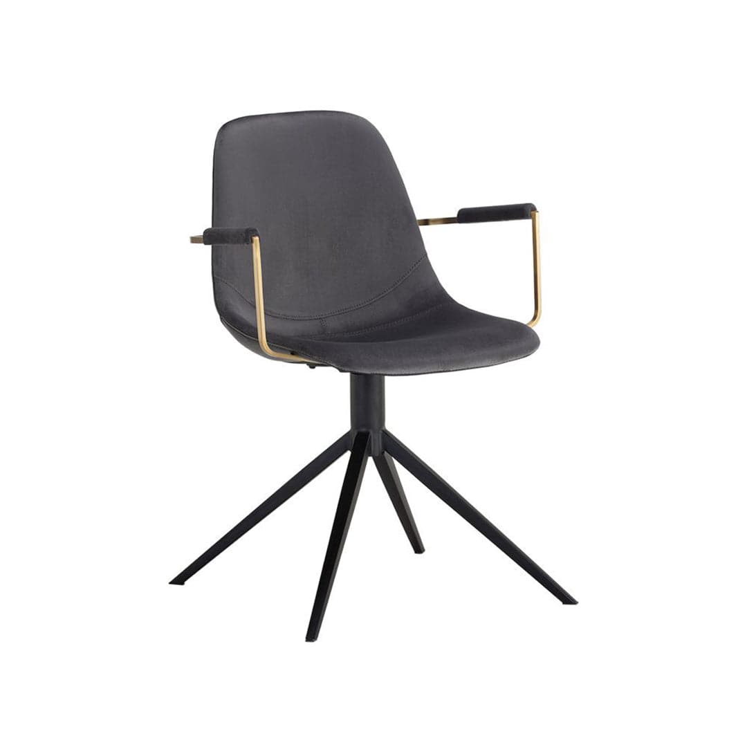 Cassius Swivel Dining Armchair-Sunpan-SUNPAN-106022-Dining ChairsSlate Tint / Nightfall Black-9-France and Son