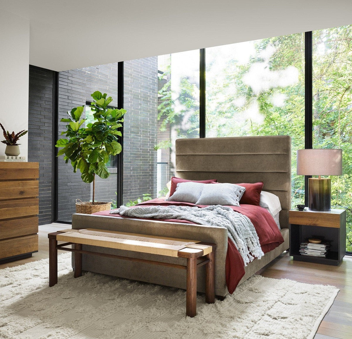 Daphne Bed - Sage Worn Velvet - Queen