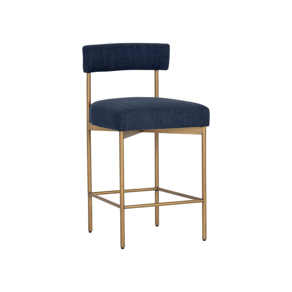 Seneca Counter Stool-Sunpan-SUNPAN-106060-Stools & OttomansAntique Brass - Arena Navy-2-France and Son