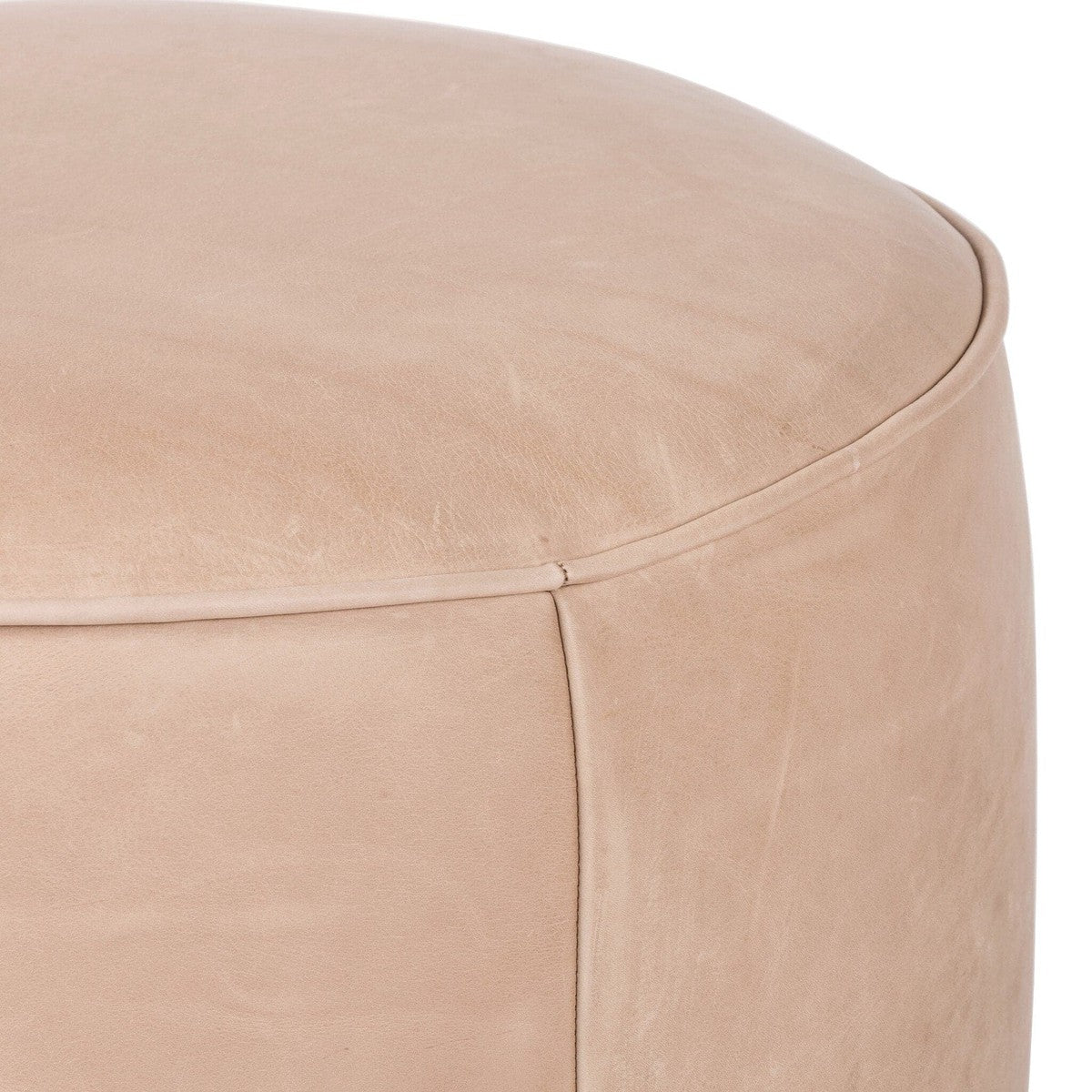 Sinclair Round Ottoman - Harness Burlap