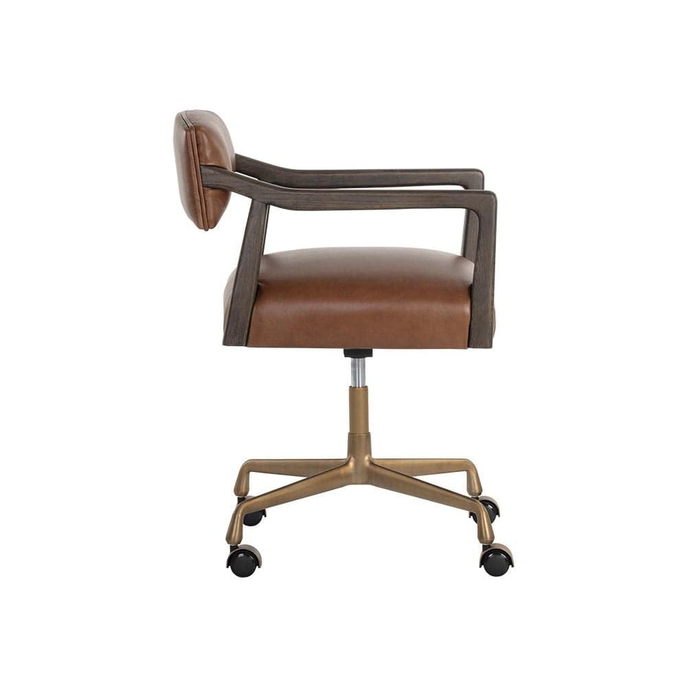 Keagan Office Chair-Sunpan-SUNPAN-106087-Task ChairsShalimar Tobacco Leather-7-France and Son