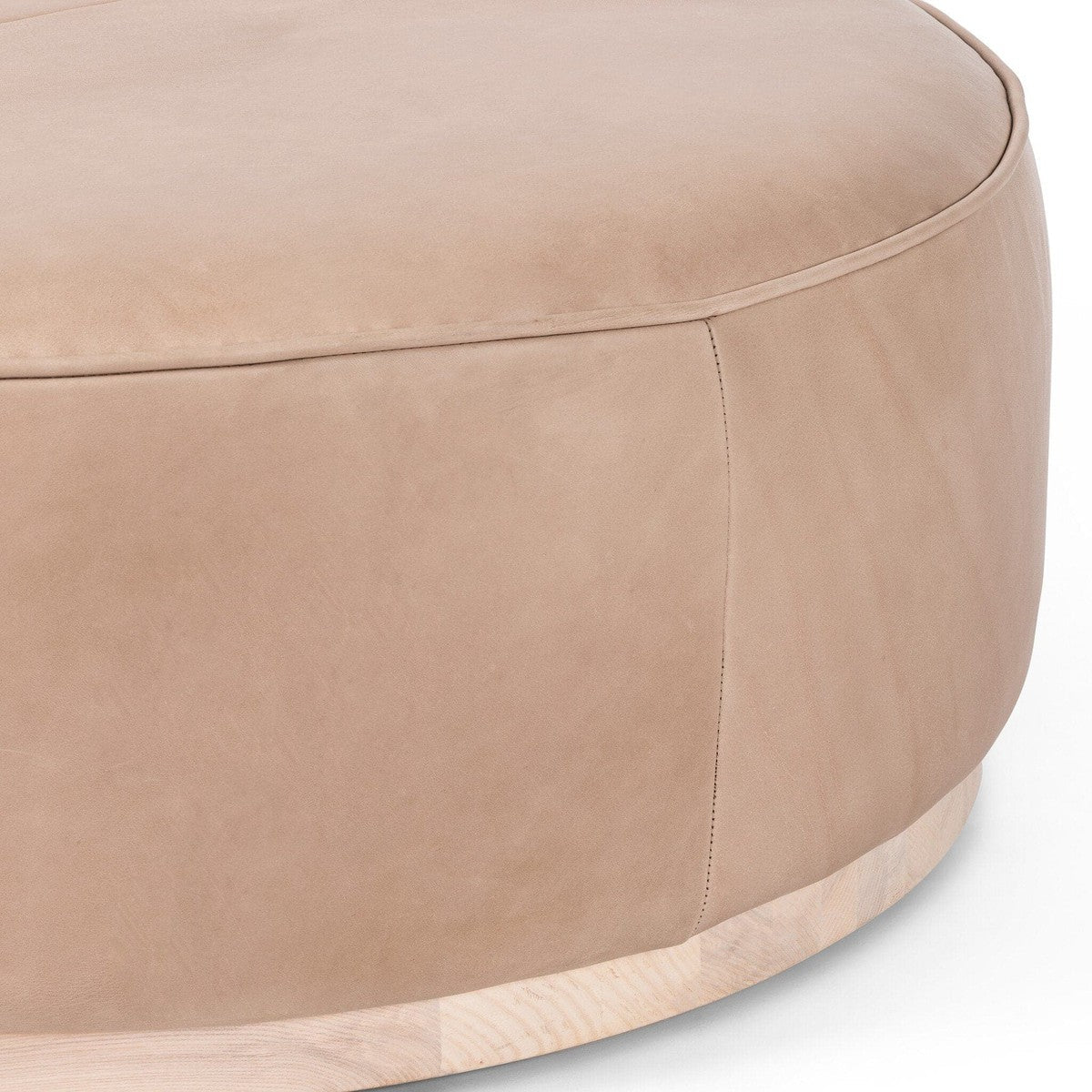 Sinclair Large Round Ottoman - Harness Burlap