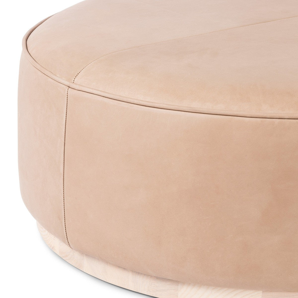 Sinclair Large Round Ottoman - Harness Burlap