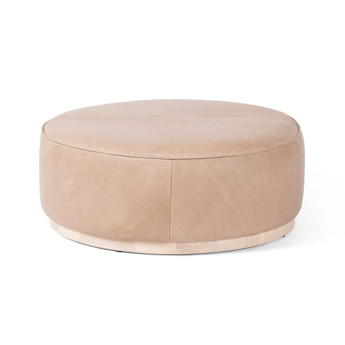 Sinclair Large Round Ottoman - Harness Burlap