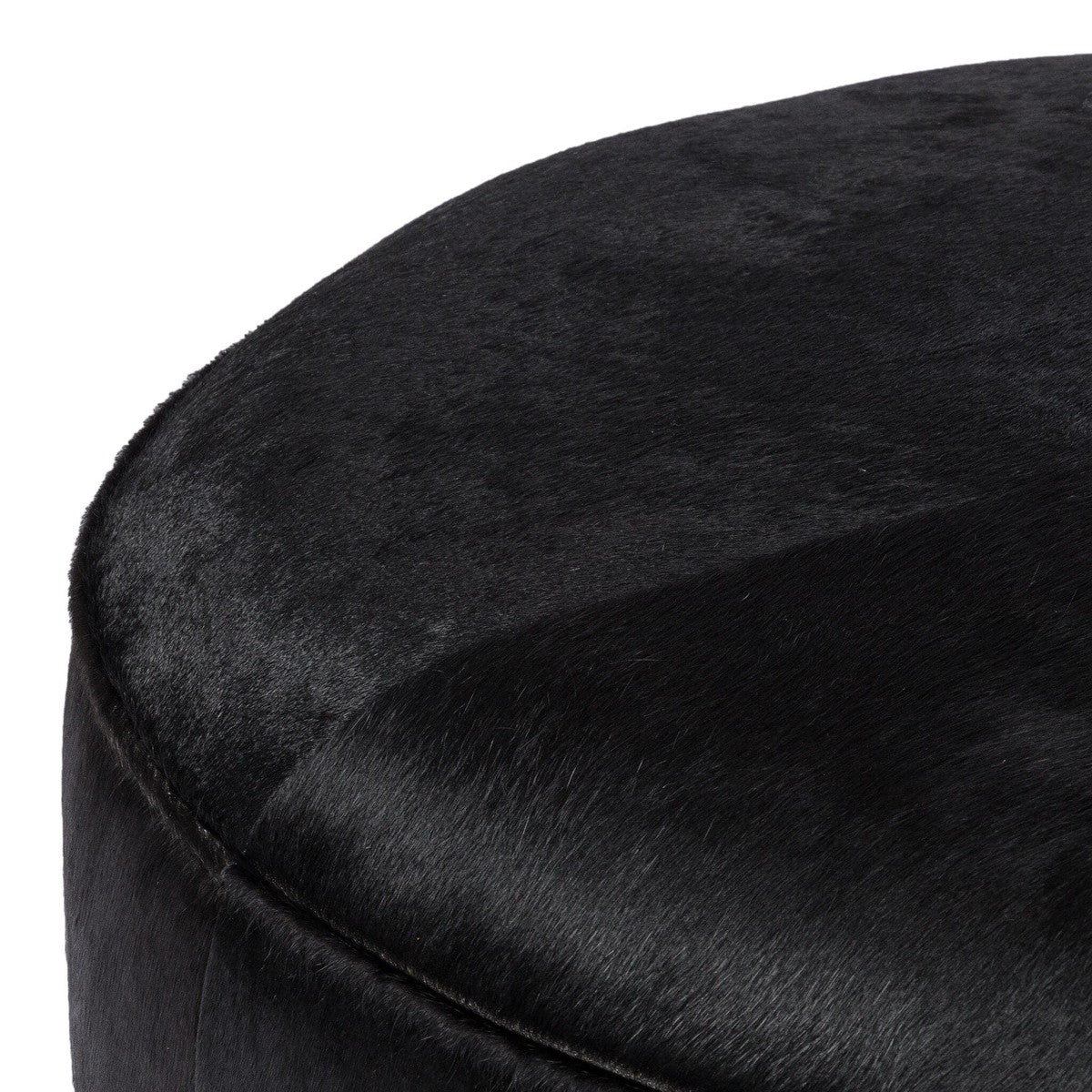 Sinclair Large Round Ottoman - Dark Hair on Hide