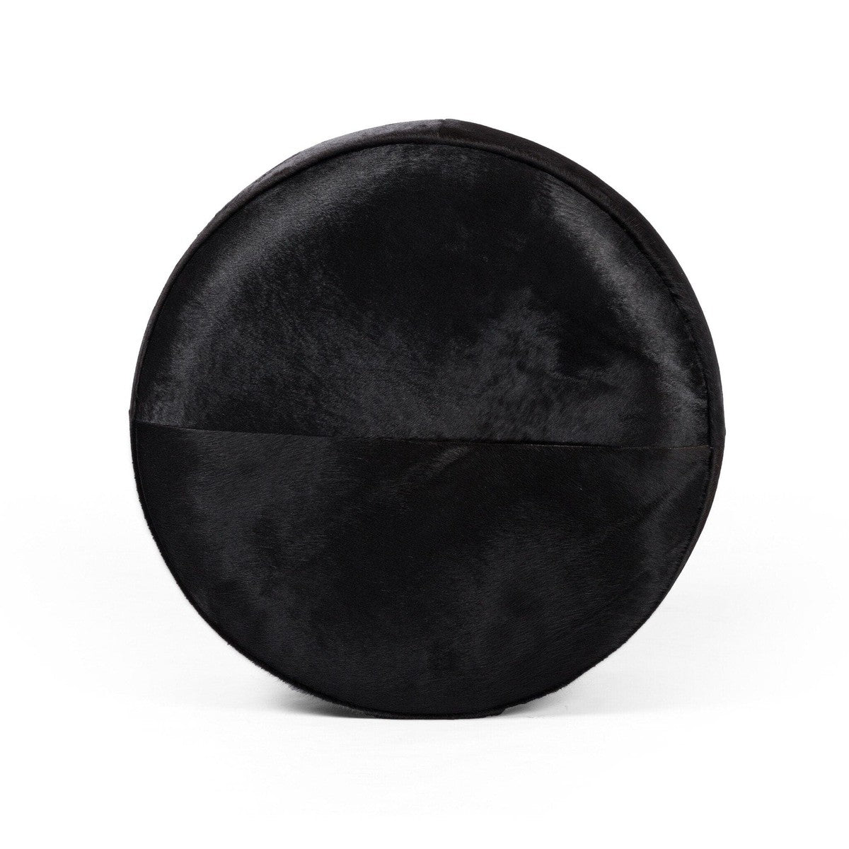 Sinclair Large Round Ottoman - Dark Hair on Hide