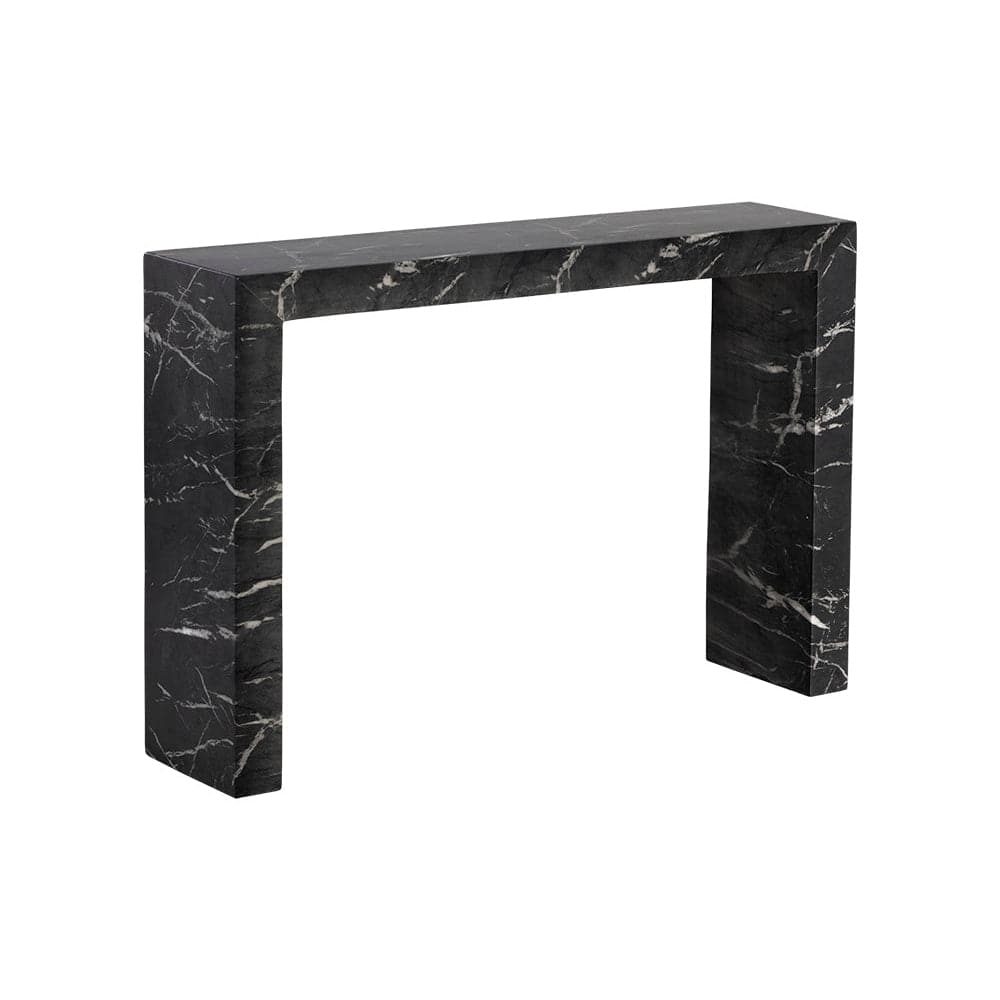 Axle Console Table-Sunpan-SUNPAN-106494-Console TablesMarble Look - Black-1-France and Son