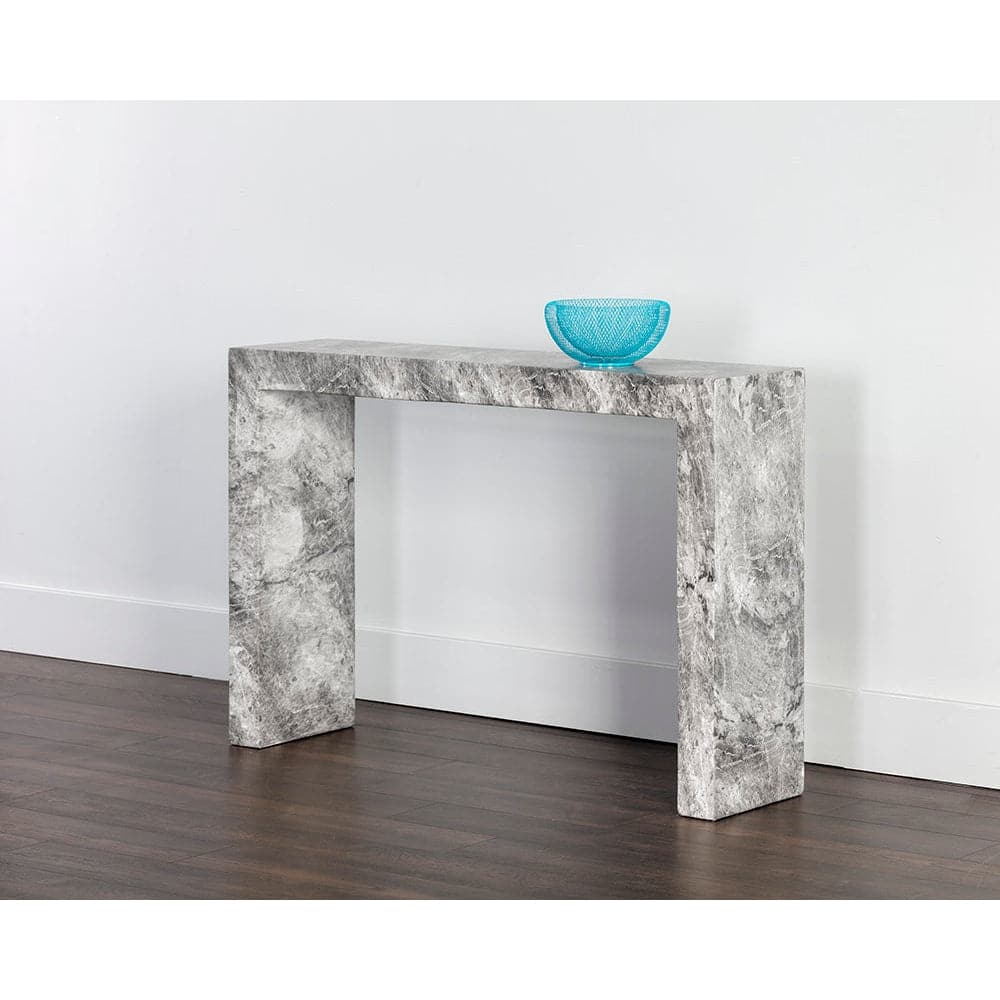 Axle Console Table-Sunpan-SUNPAN-106494-Console TablesMarble Look - Black-6-France and Son