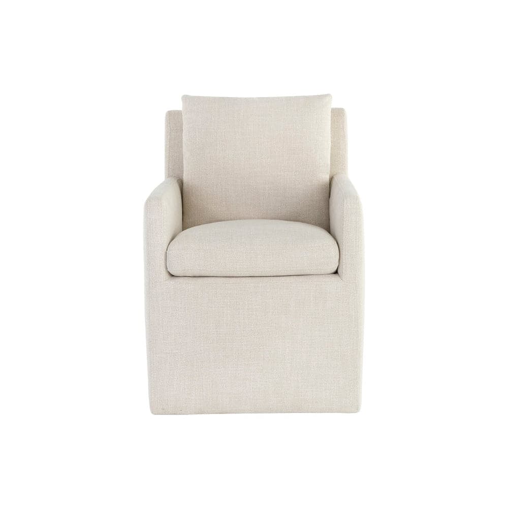 Glenrose Wheeled Dining Armchair - Effie Linen-Sunpan-SUNPAN-106570-Dining ChairsWhite-3-France and Son