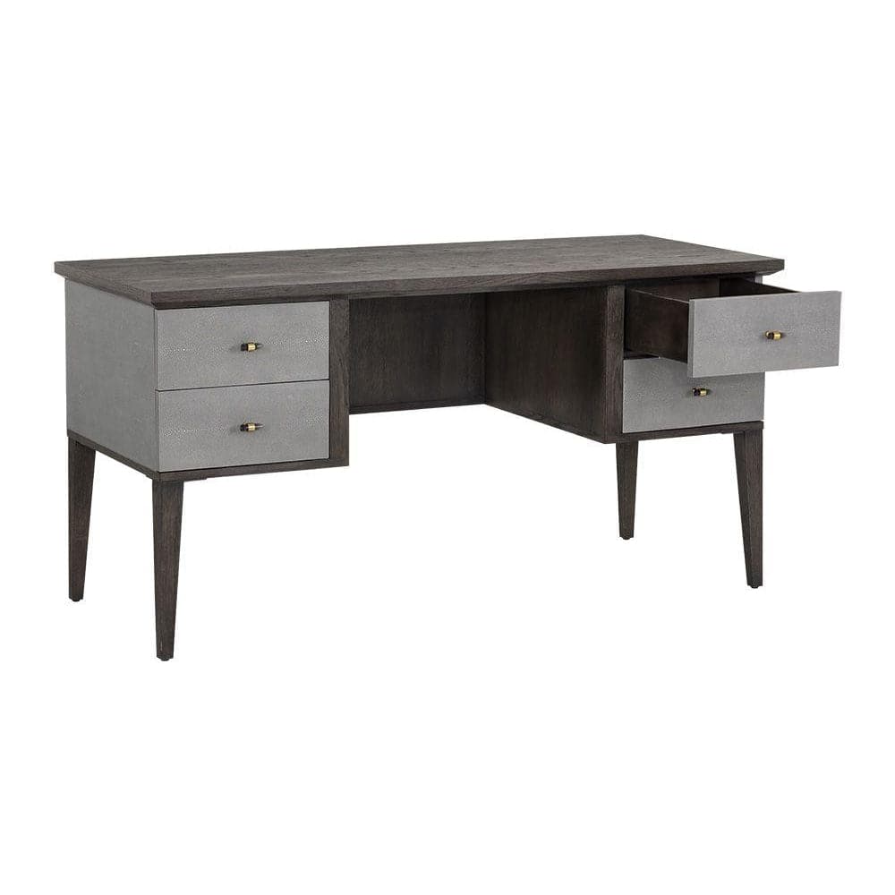 Pattinson Desk-Sunpan-SUNPAN-106866-DesksGrey Shagreen-Dark Brown-5-France and Son