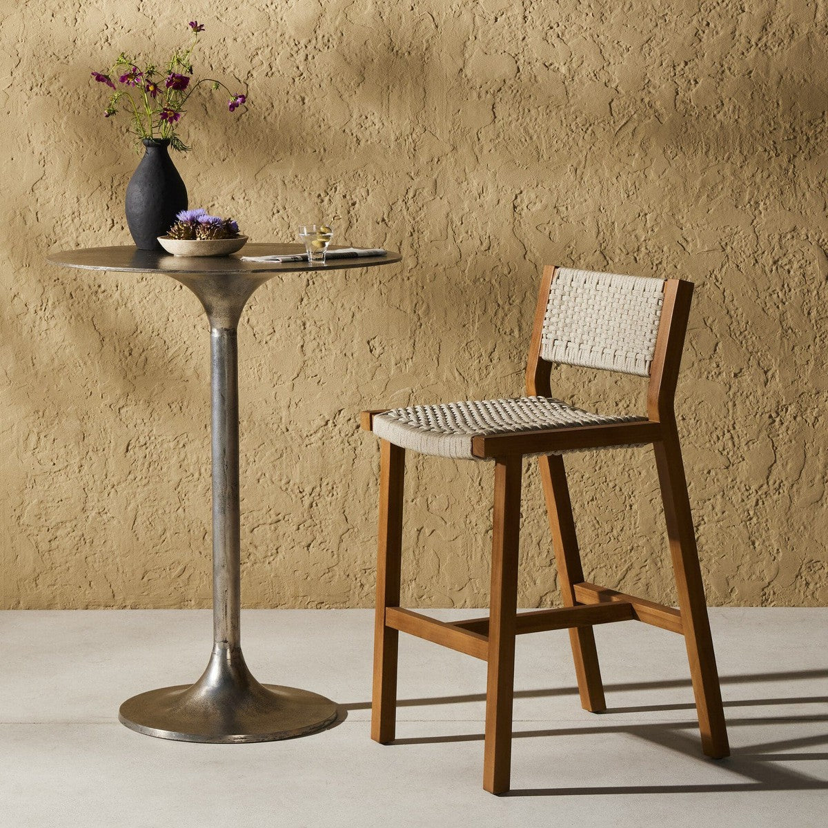 Delano Outdoor Bar Stool - Ivory Rope