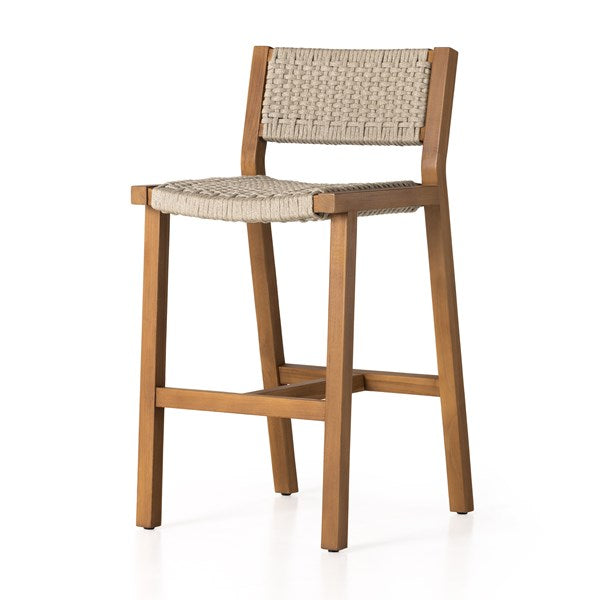 Delano Outdoor Stool - Natural Teak-Four Hands-FH-106968-005-Stools & OttomansBar-1-France and Son