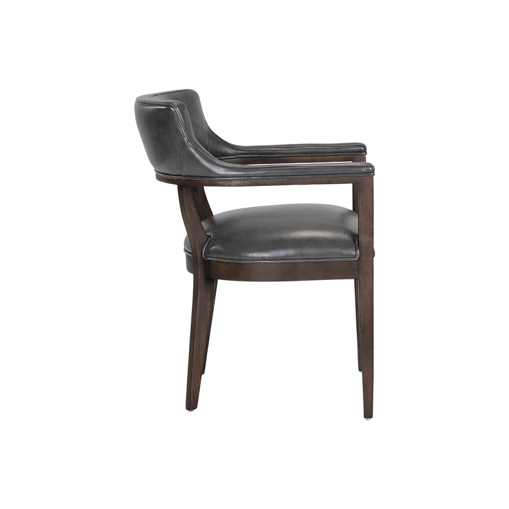 Brylea Dining Armchair-Sunpan-SUNPAN-107050-Dining ChairsBrown - Brentwood Charcoal Leather-5-France and Son