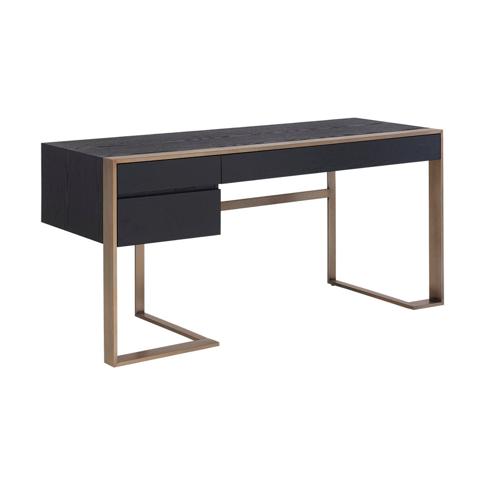 Dalton Desk-Sunpan-SUNPAN-107062-DesksAntique Brass - Black-2-France and Son