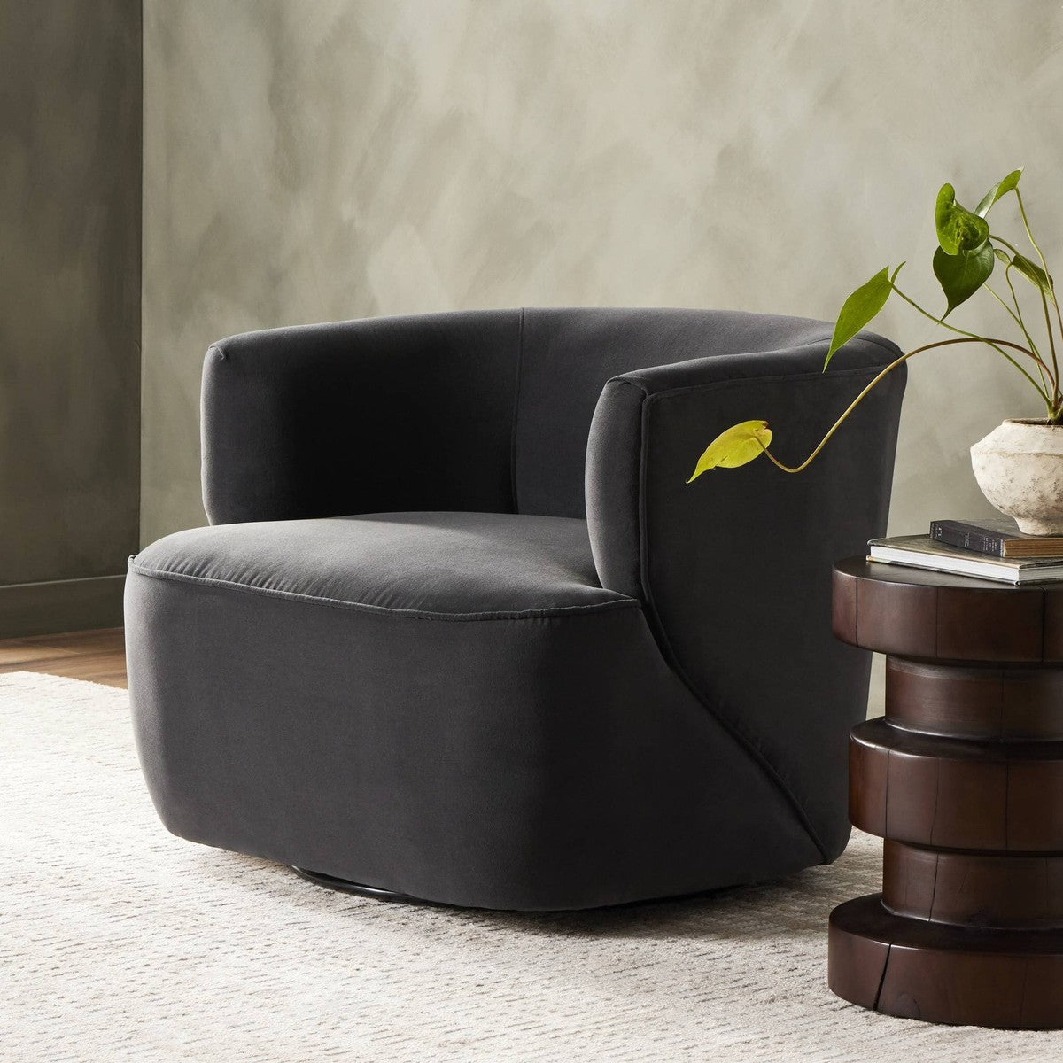 Mila Swivel Chair - Henry Charcoal