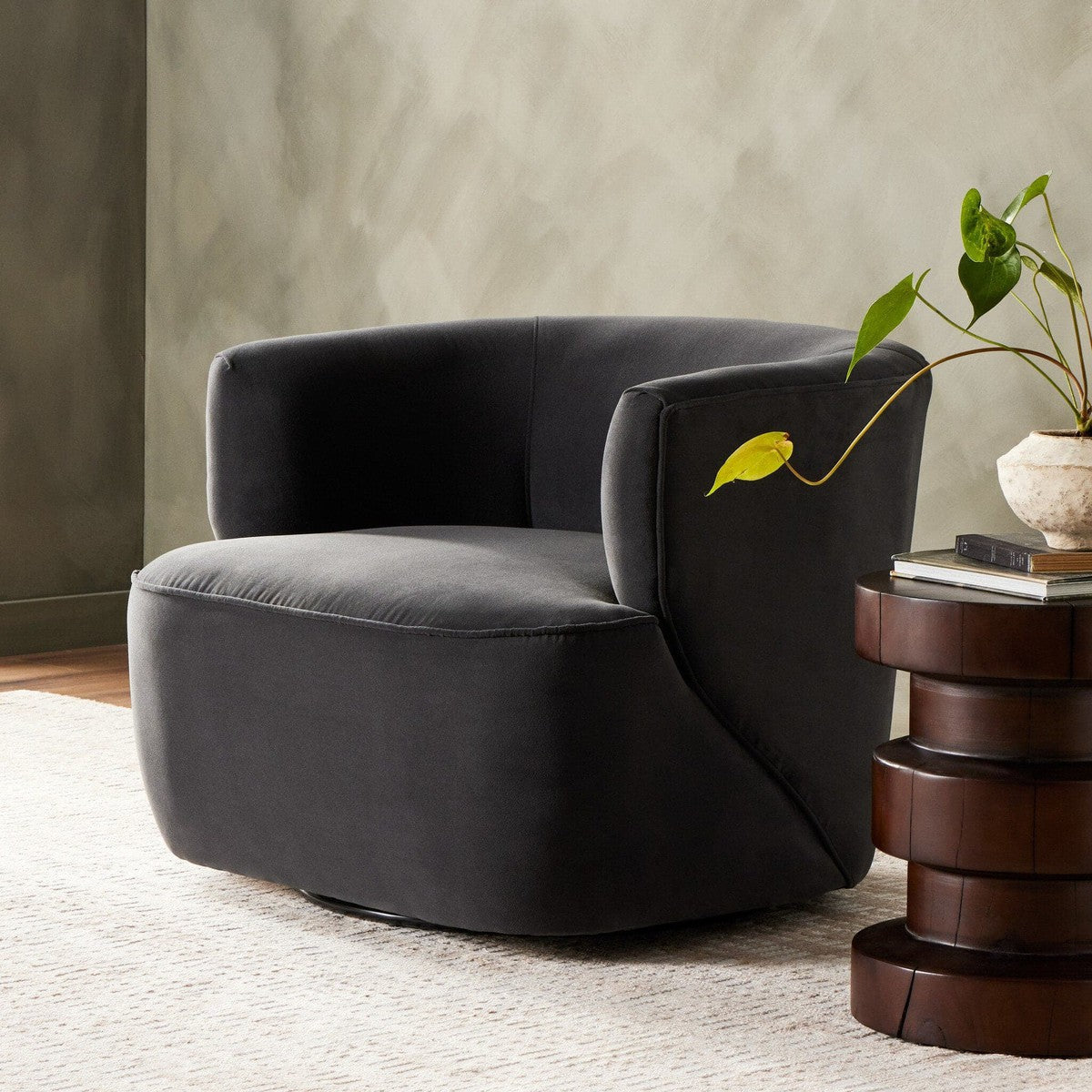 Mila Swivel Chair - Henry Charcoal