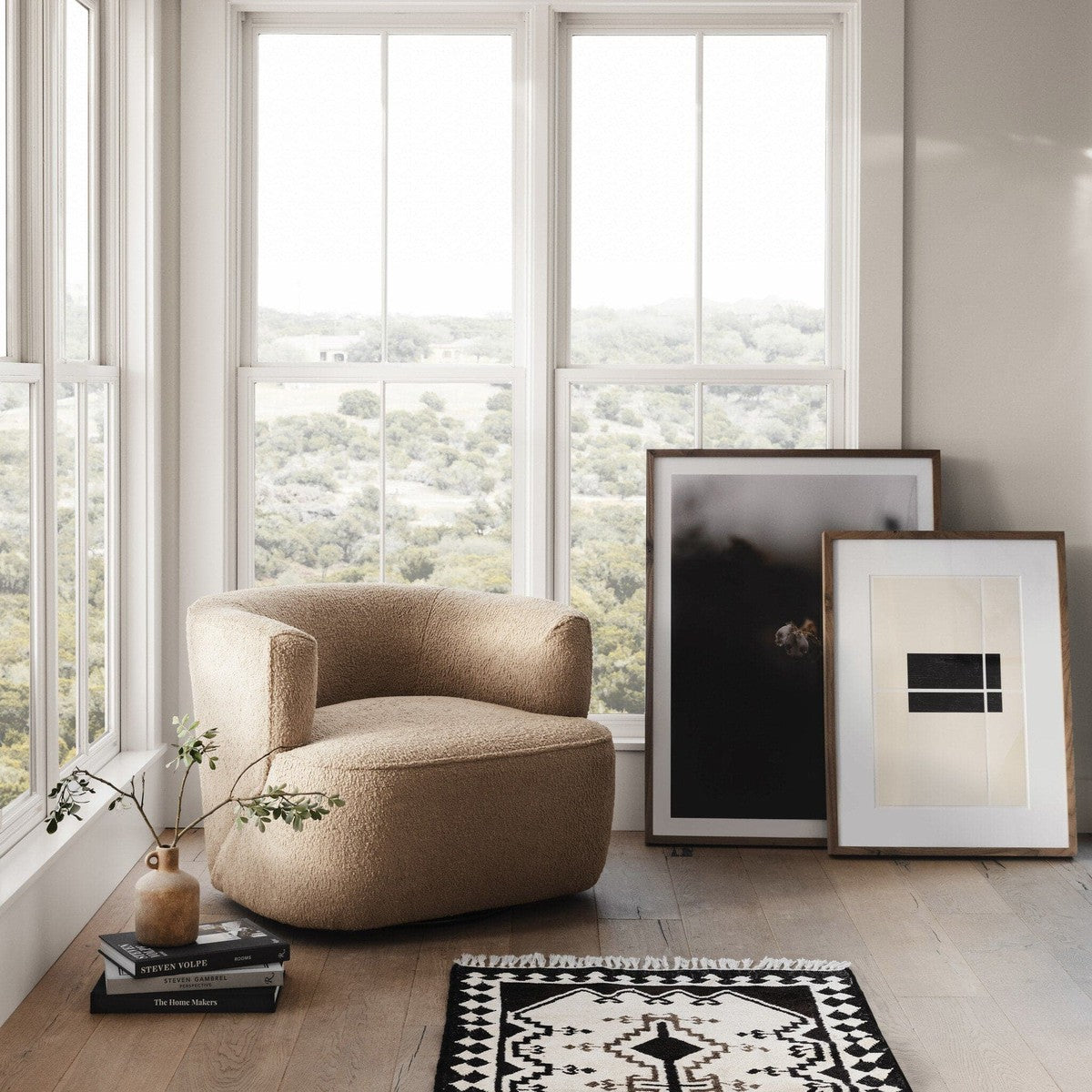 Mila Swivel Chair - Sheepskin Camel