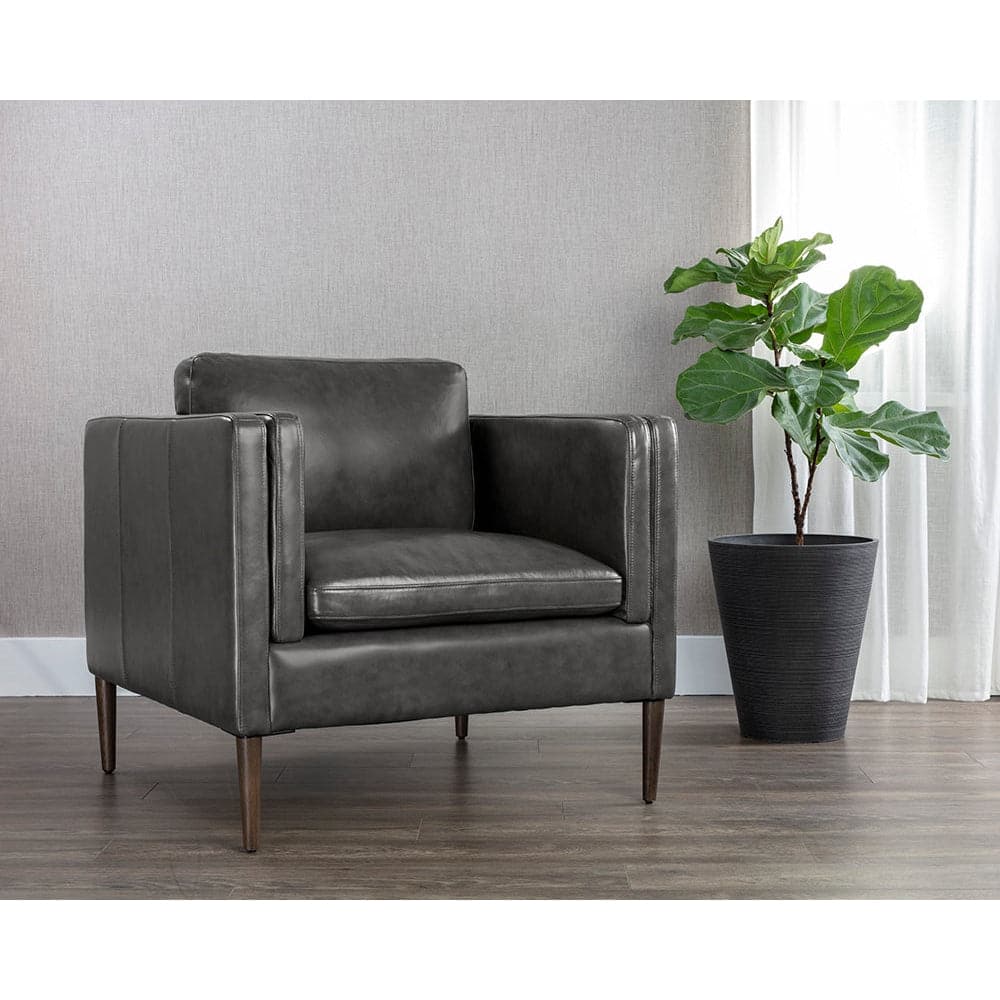 Richmond Armchair - Brentwood Charcoal Leather-Sunpan-SUNPAN-107542-Lounge Chairs-2-France and Son