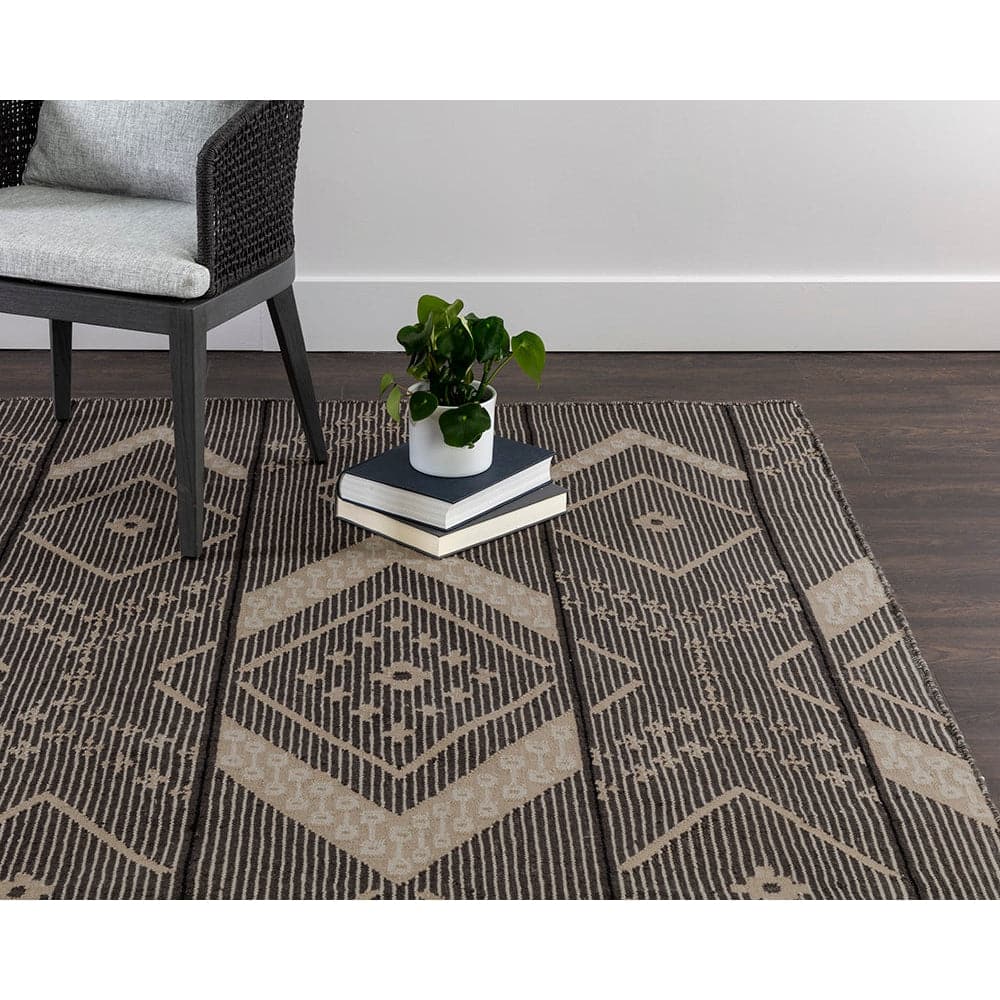 Asana Hand - Woven Rug - Black / Tan - 5'' x 8''-Sunpan-SUNPAN-107610-Rugs-2-France and Son