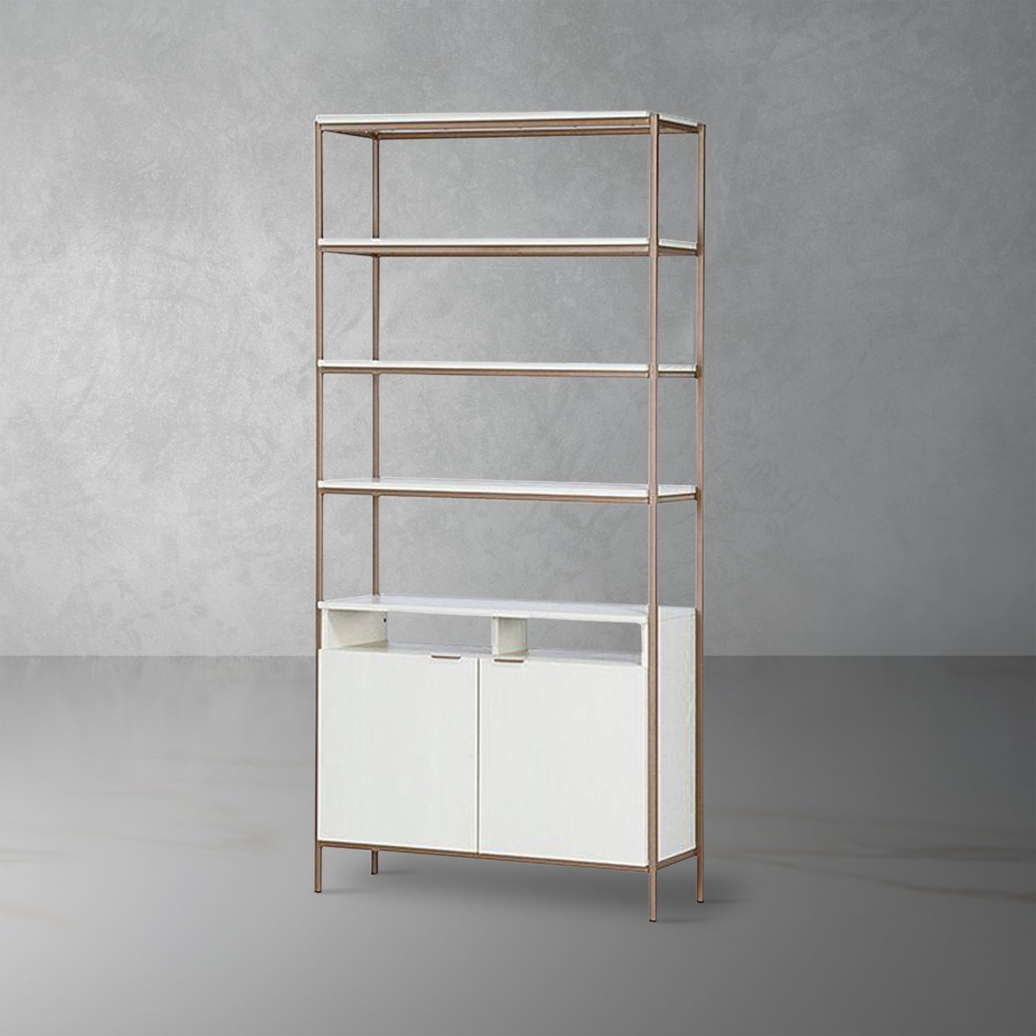 Ambrose Modular Bookcase - Large-Sunpan-SUNPAN-107644-Bookcases & CabinetsChampagne Gold - Cream-1-France and Son