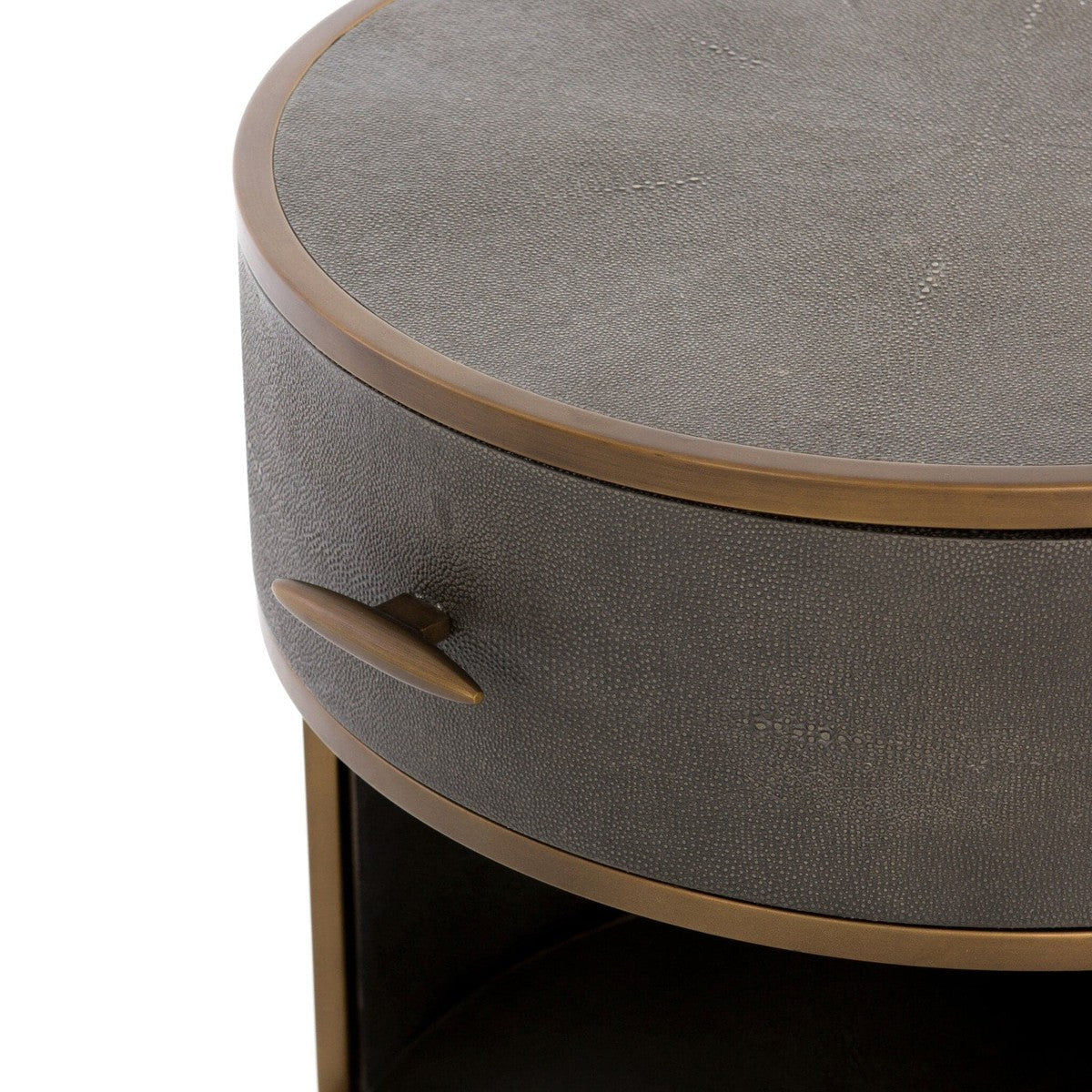 Shagreen Round Nightstand - Grey Shagreen