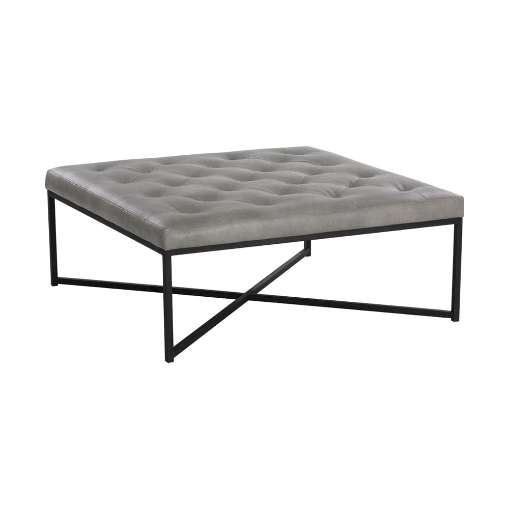 Endall Ottoman - Matte Black-Sunpan-SUNPAN-107720-Stools & OttomansBlack - Bravo Metal-1-France and Son