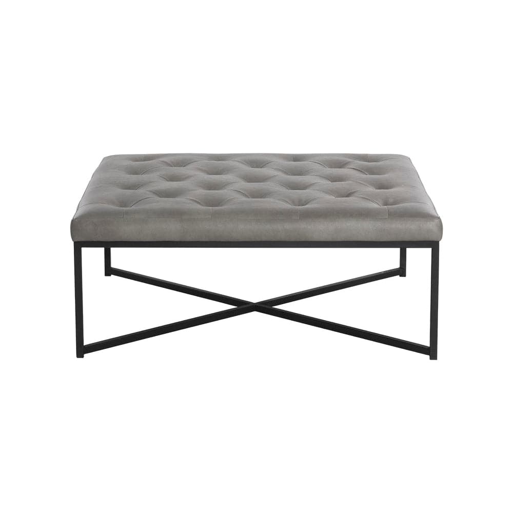 Endall Ottoman - Matte Black-Sunpan-SUNPAN-107720-Stools & OttomansBlack - Bravo Metal-5-France and Son