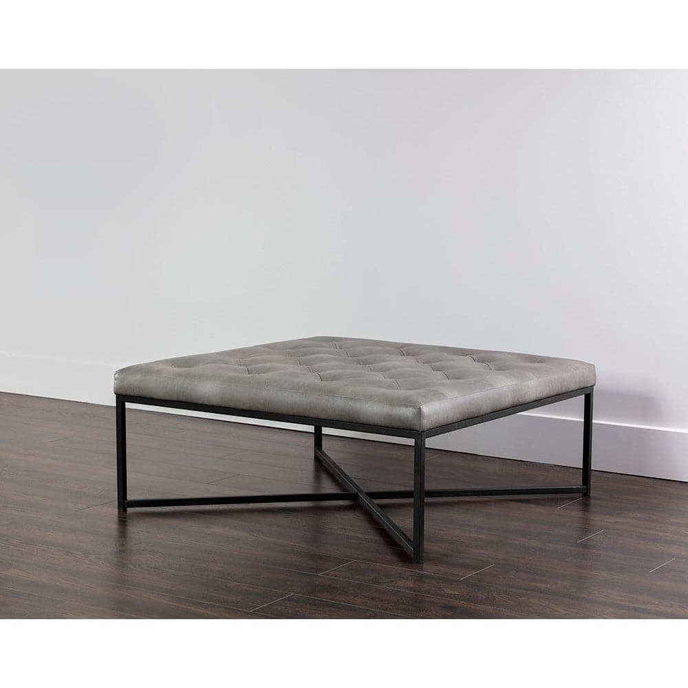 Endall Ottoman - Matte Black-Sunpan-SUNPAN-107720-Stools & OttomansBlack - Bravo Metal-3-France and Son