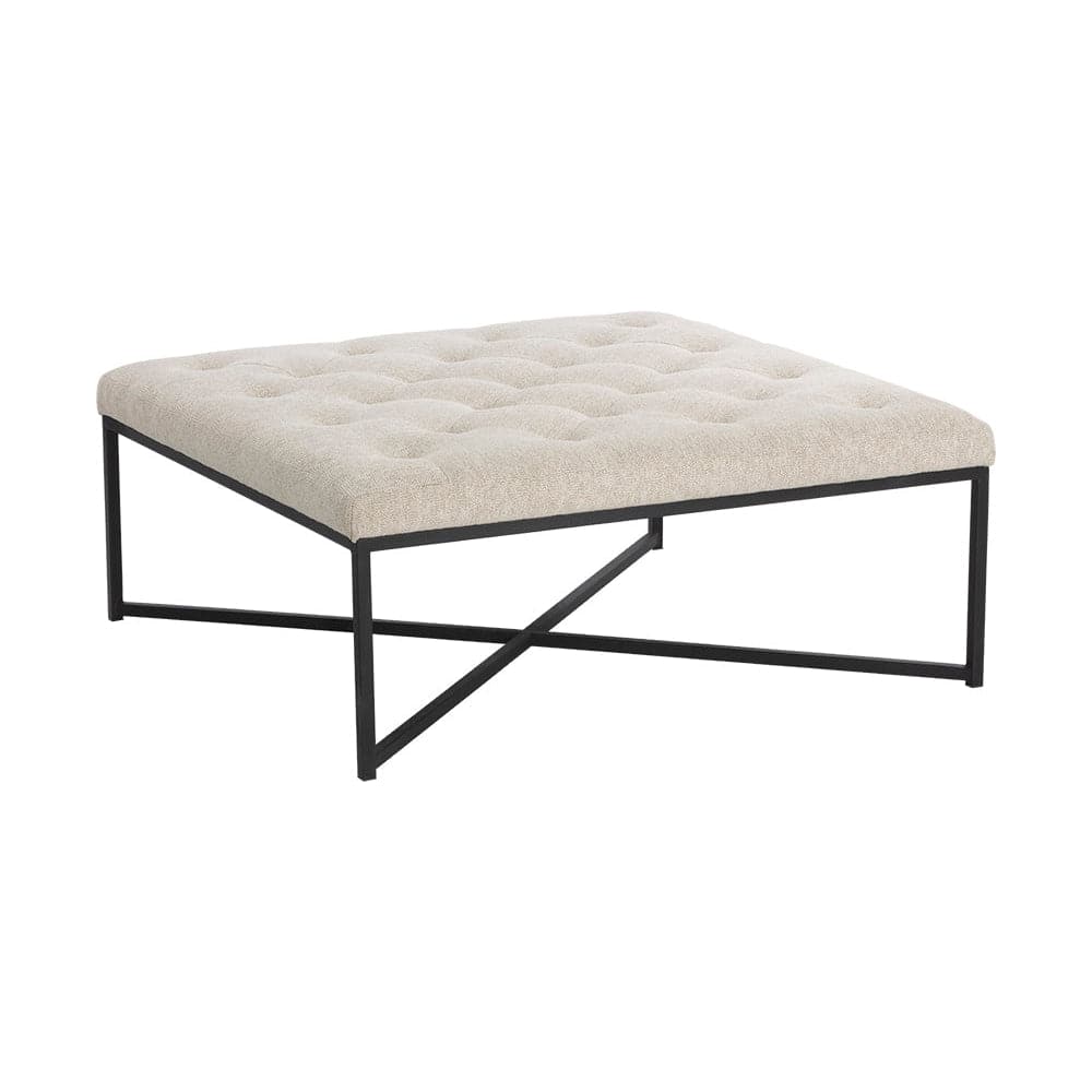 Endall Ottoman - Matte Black-Sunpan-SUNPAN-107722-Stools & OttomansBlack - Dove Cream-2-France and Son