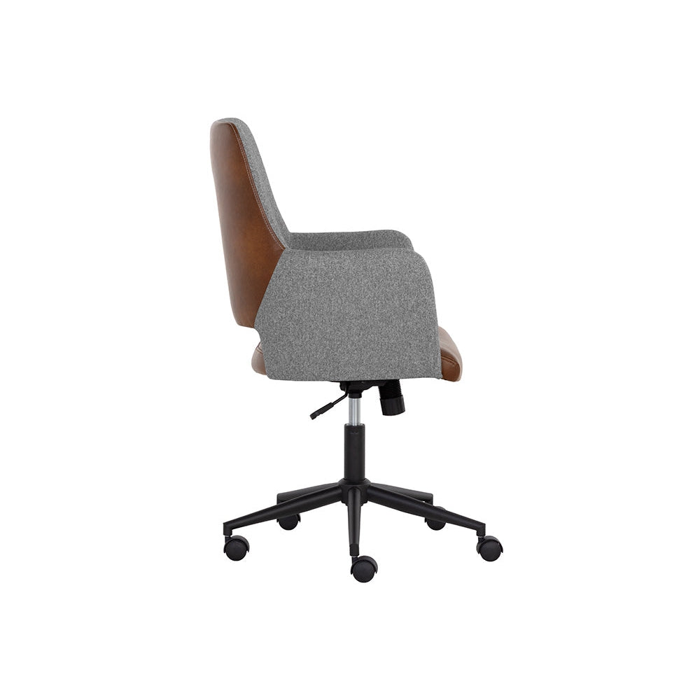 Ian Office Chair - Bravo Cognac / Salt And Pepper Tweed-Sunpan-SUNPAN-108333-Task Chairs-2-France and Son
