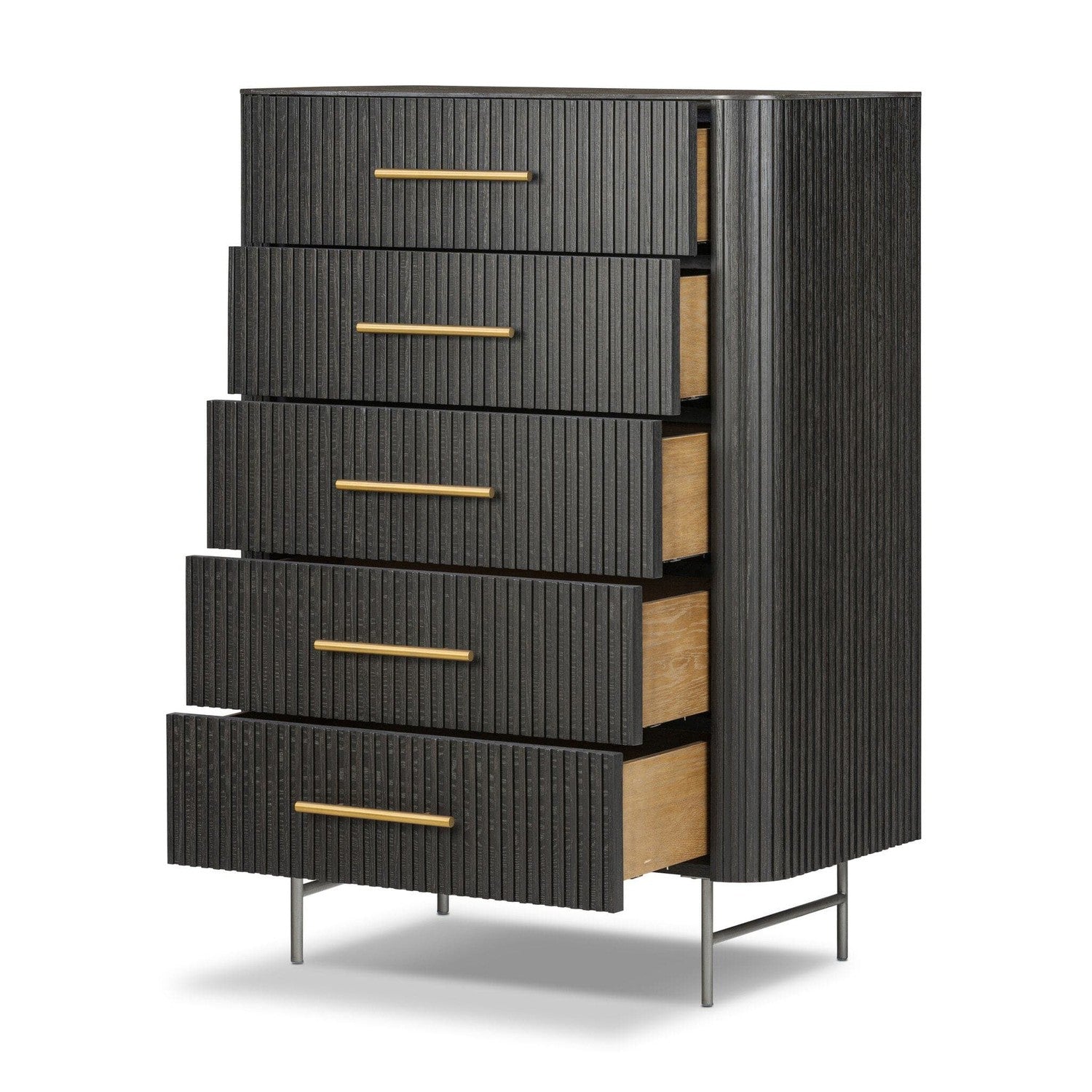 Fletcher 5 Drawer Dresser - Distressed Black